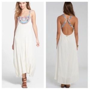Billabong Boho Solar Sun Embroidered Maxi Dress Small